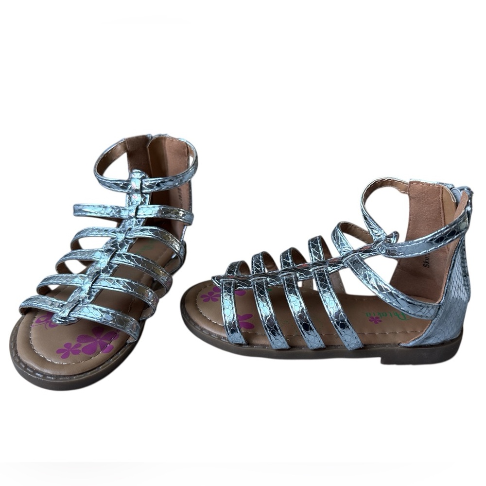 Shiny Silver Gladiator Sandals for Kids